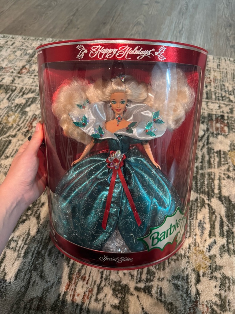 1995 Barbie Happy Holidays Teal Holiday Doll - Special Edition